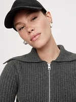 Ribbed Bomber Sweater with Cashmere