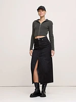 Ribbed Bomber Sweater with Cashmere