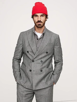 Italian Houndstooth Double-Breasted Suit Jacket