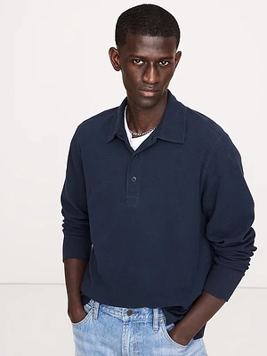 Waffle-Knit Polo