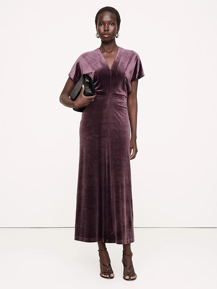 Bias-Cut Velvet Maxi Dress