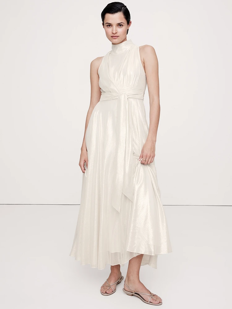 Silk Lamé Maxi Dress