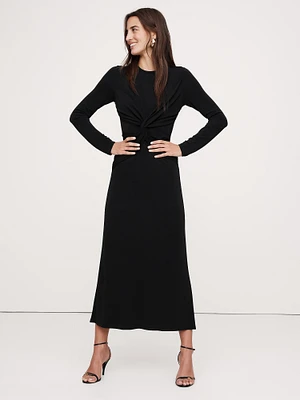 Jersey Knit Twist-Front Maxi Dress