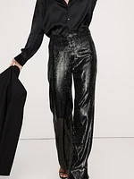 High-Rise Wide-Leg Sequin Pant