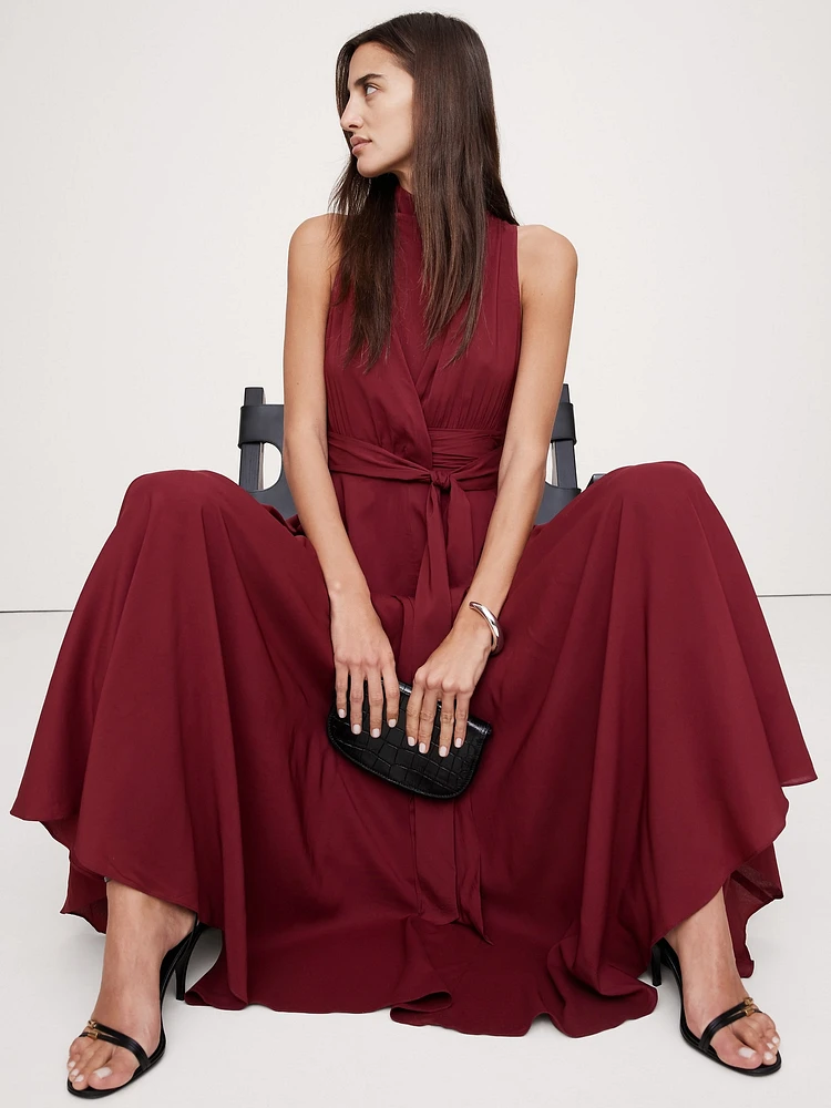 Stretch-Crepe Maxi Dress