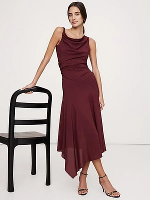 Crepe Twist-Shoulder Dress