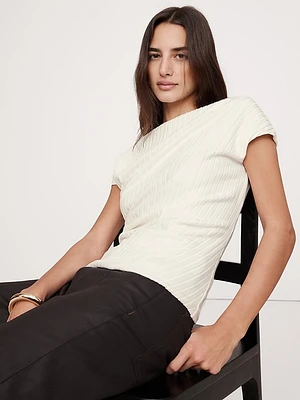 Wide Ribbed Draped Top