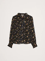 Georgette Ruffle Tie-Neck Top