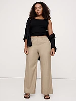 Pull-On Wide-Leg Drapey Twill Pant