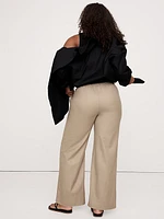 Pull-On Wide-Leg Drapey Twill Pant