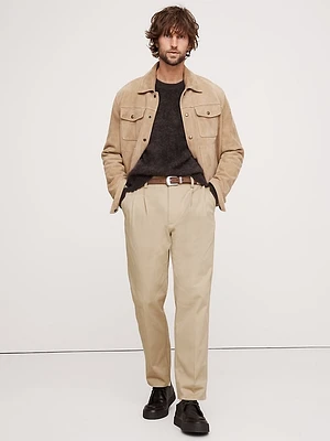 Pleated Cropped Italian-Stretch Chino