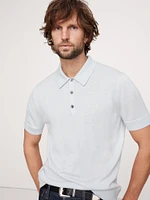 Cashmere-Silk Short-Sleeve Sweater Polo Shirt