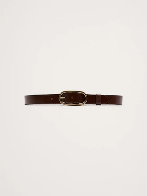 Leather Oval Buckle Belt