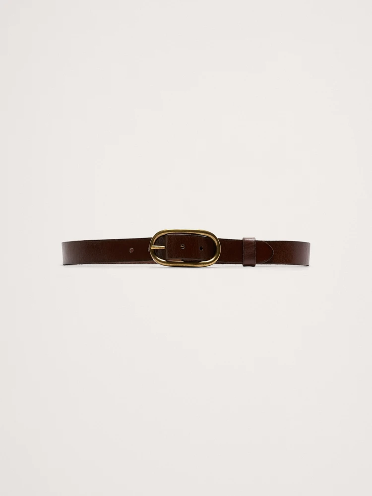 Leather Oval Buckle Belt