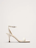 Contorno Leather Flare-Heel Sandal