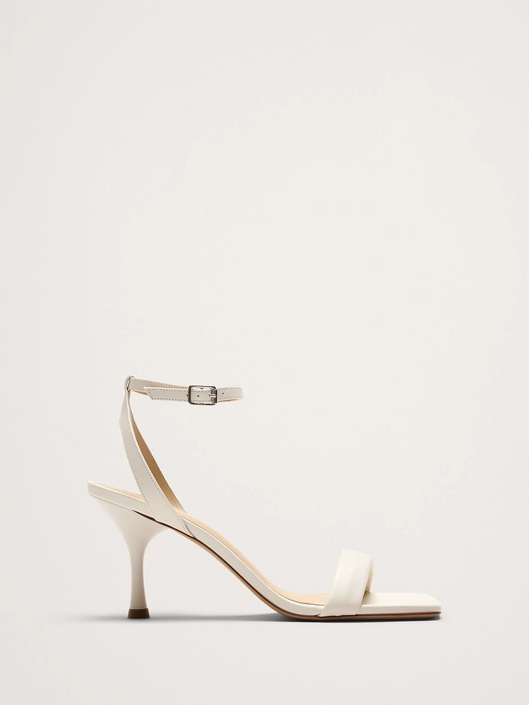 Contorno Leather Flare-Heel Sandal