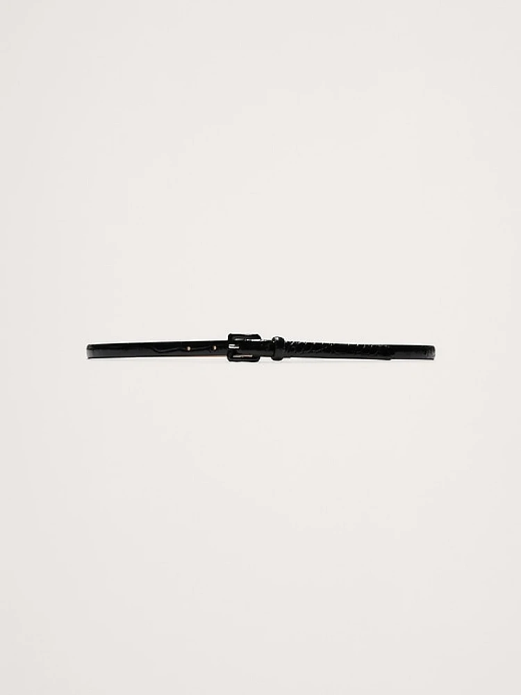 Embossed Leather Skinny Belt