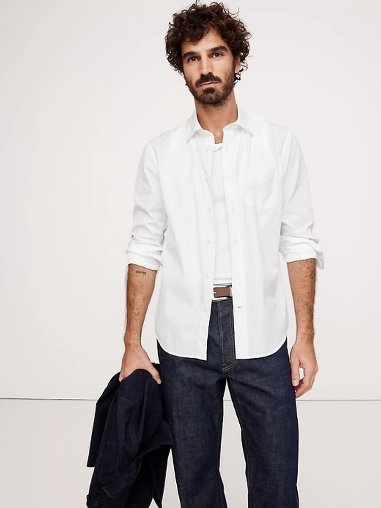 Standard-Fit Washed Cotton Poplin Shirt