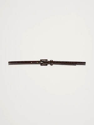 Embossed Leather Skinny Belt