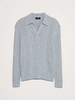 Relaxed Cotton Cable-Knit Sweater Polo