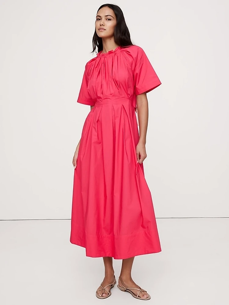 Cotton Poplin Open-Back Maxi Dress