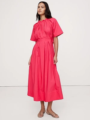 Cotton Poplin Open-Back Maxi Dress