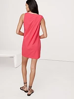 Tech-Stretch Draped Shift Dress