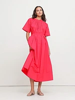 Poplin Open-Back Maxi Dress