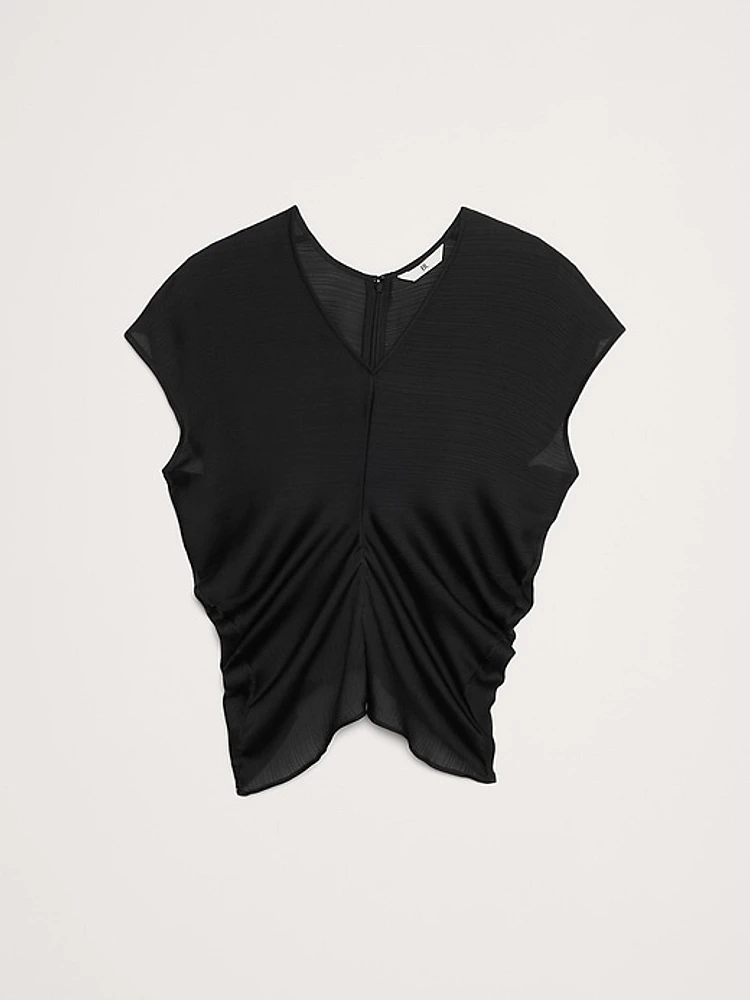 Sheer Crinkle Satin Top