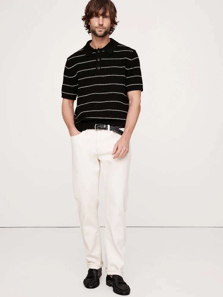 Cotton-Blend Sweater Polo Shirt