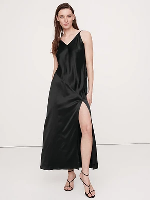 Bias-Cut Silk Maxi Dress