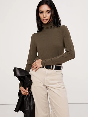 Luxe Wool-Blend Turtleneck T-Shirt