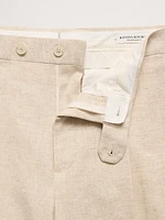 Herringbone Cotton-Linen Relaxed Suit Pant