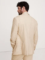 Herringbone Cotton-Linen Double-Breasted Suit Jacket