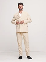 Herringbone Cotton-Linen Double-Breasted Suit Jacket