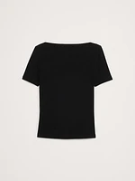 Refined Boat-Neck Short-Sleeve T-Shirt