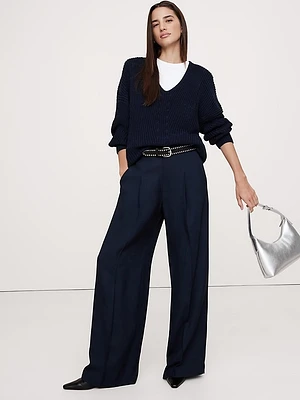 Ultra High-Rise Wide-Leg Drapey Twill Pant