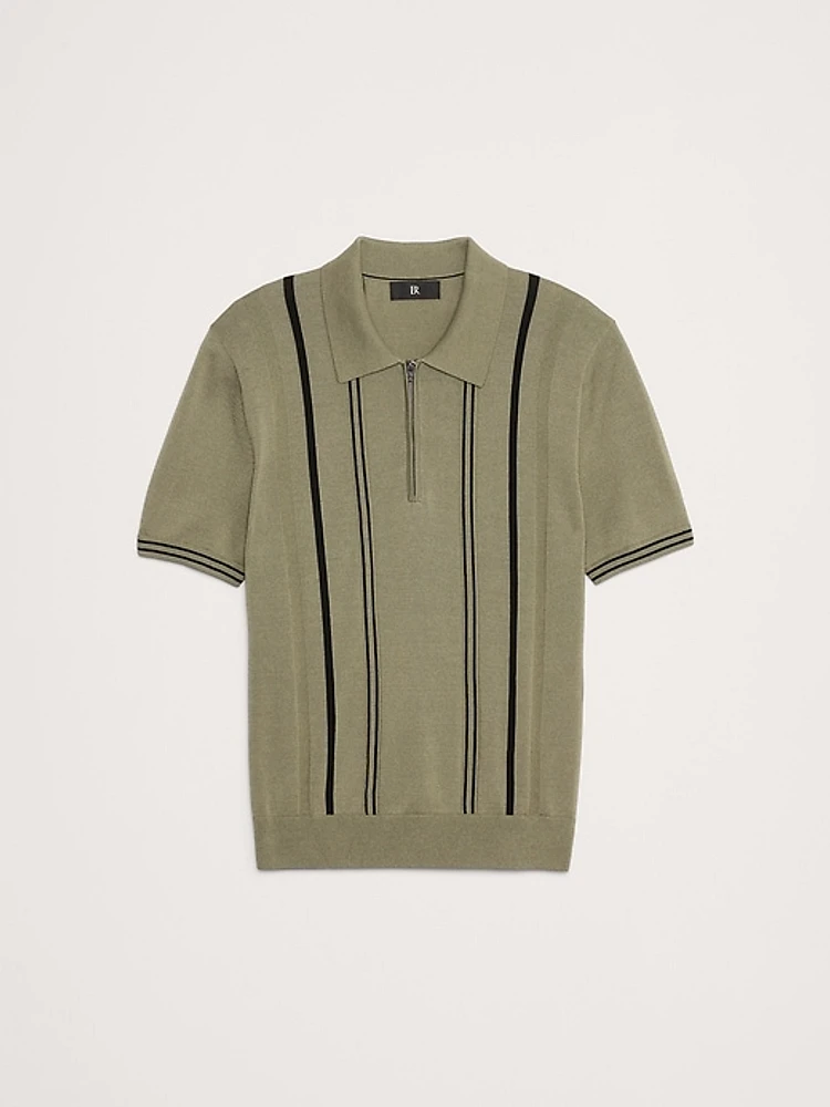Cotton Stripe Sweater Polo