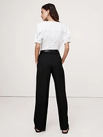 Soho Mid-Rise Pleated Wide-Leg Drapey Twill Pant