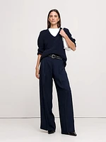 Ultra High-Rise Wide-Leg Drapey Twill Pant