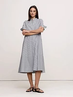 Poplin Tuxedo-Front Midi Dress