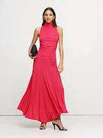 Jersey Knit Mock-Neck Maxi Dress