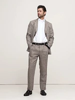 Herringbone Linen Straight Suit Pant