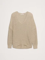 Oversized Ribbed V-Neck Sweater Tunic