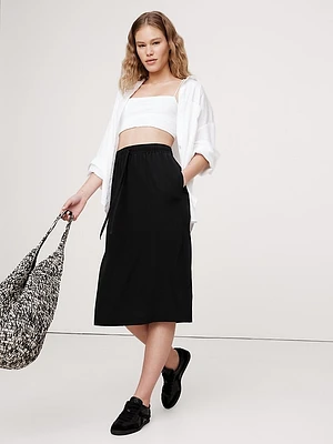 Matte Silk Midi Skirt