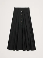 Poplin Button-Down Long Midi Skirt