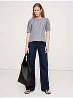 Cotton Poplin Puff-Sleeve Top