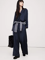 High-Rise Wide-Leg Viscose-Linen Pull-On Pant