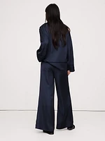 High-Rise Wide-Leg Viscose-Linen Pull-On Pant