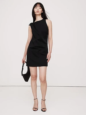 Tech-Stretch Draped Shift Dress